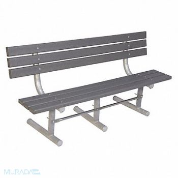 ULTRASITE Outdoor Bench 72 in L Gry RCYCLD PLSTC, 13P997