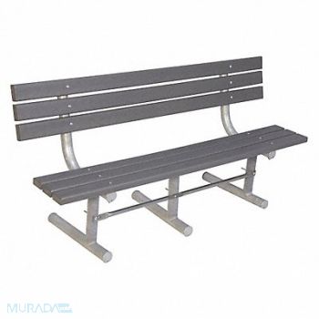 ULTRASITE Outdoor Bench 96 in L Gry RCYCLD PLSTC, 13P998