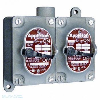 APPLETON ELECTRIC Tumbler Switch EDS Series 2 Gangs 3-Way, 13V013