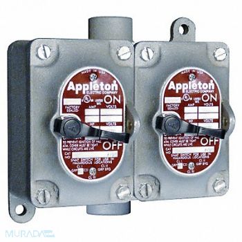 APPLETON ELECTRIC Tumbler Switch EDSC Series 2 Gang 2-Pole, 13V054