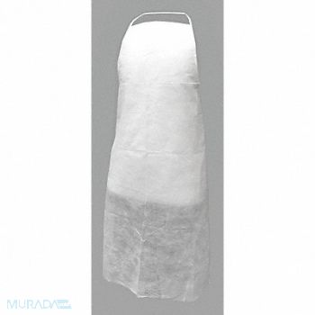 ACTION CHEMICAL Disposable Apron White 36 in L PK100, 13V890