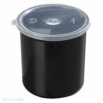 CARLISLE Poly-Tuf Crock w/Lid 1.2 qt. Black PK12, 14D221