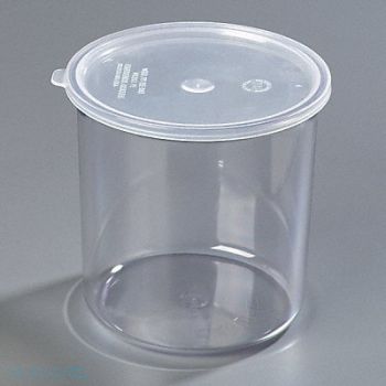CARLISLE Poly-Tuf Crock w/Lid 2.7 qt. Clear PK6, 14D228
