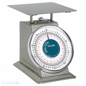 TAYLOR Dial Scale SS 50 lb Weight Cap. Silver, 14F322