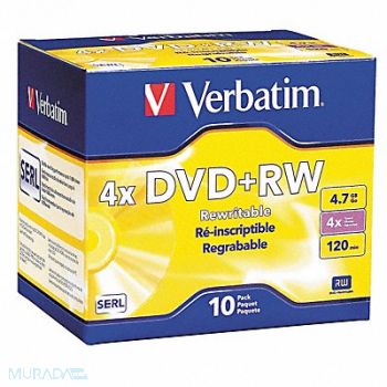 VERBATIM DVD+RW Disc 4.70 GB 120 min 4x PK10, 14F830