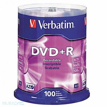 VERBATIM DVD+R Disc 4.70 GB 120 min 16x PK100, 14F848