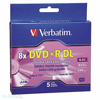 VERBATIM DVD+R Dual Disc 8.50 GB 240 min 8x PK5, 14F874