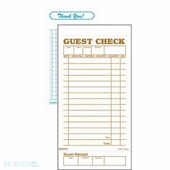 DAYMARK Guest Checks Receipts PK50, 14H110