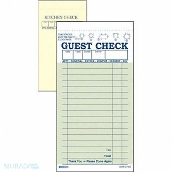 DAYMARK Guest Checks 2-Part Carbonless PK50, 14H126