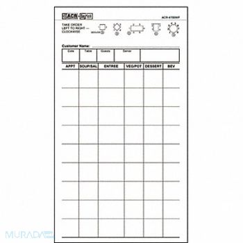 DAYMARK Guest Checks 2-Part Carbonless PK40, 14H129