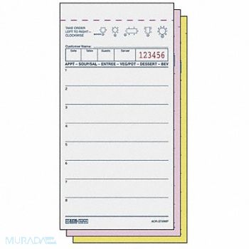 DAYMARK Guest Checks 3-Part Carbonless PK50, 14H139