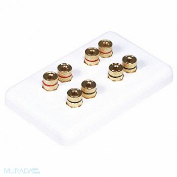 MONOPRICE A/V Wallplate Banana Post 4Spkr Wht, 14J370