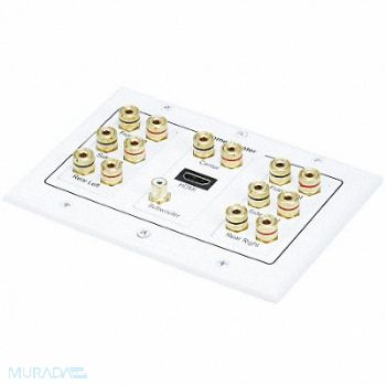 MONOPRICE A/V Wallplate 3-Gang 7.1 Stereo White, 14J376