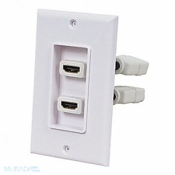 MONOPRICE A/V WallPlate HDMI w/Ext 2P White, 14J384