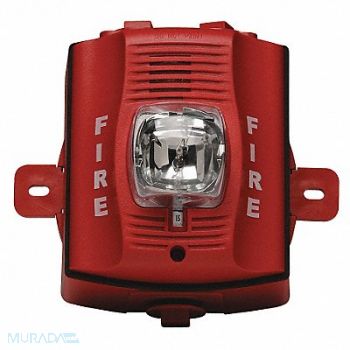 SYSTEM SENSOR Outdoor H/S Wall 2-Wire Hi Candela Red, 21HN50