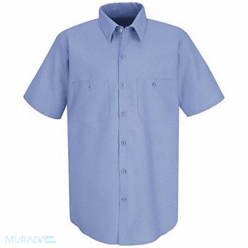 RED KAP E8040 Short Sleeve Shrt Blu PET/Cotton 2XL, 14W288