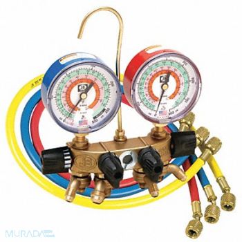 JB INDUSTRIES Manifold Gauge 4-Valve, 14X854
