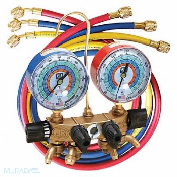 JB INDUSTRIES Manifold Gauge 4-Valve, 14X855