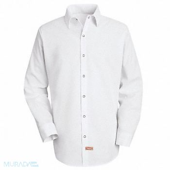 RED KAP Lng Slv Shirt White 100 per. PET 2XL, 14Y238