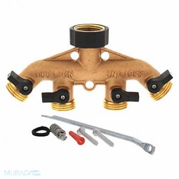 AQUAPLUMB Hose Manifold 4 Way Brass, 152D43