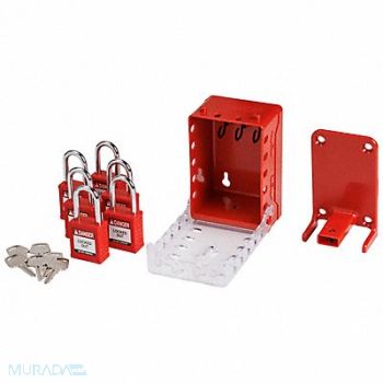 BRADY Lockout Kit 2.743 D 3.95 W Plastic Red, 799YW8