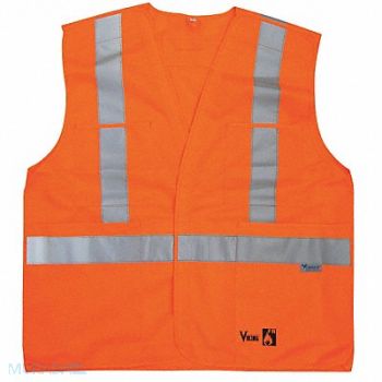 VIKING Flame Resist Vest Class 2 4XL/5XL Orange, 517M91