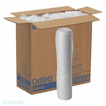 DIXIE Disp Hot Cup Lid 10oz-20 oz White PK1000, 15J208