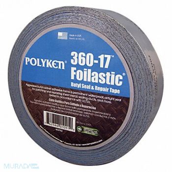 POLYKEN Foil Tape 1 7/8 in x 33 7/8 yd Aluminum, 15R467