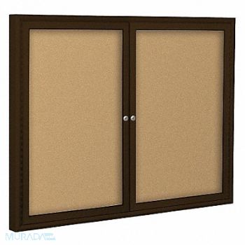 BALT Enclosed Bulletin Board Coffee 2 Door, 15Y248