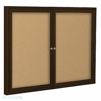 BALT Enclosed Bulletin Board Coffee 2 Door, 15Y249