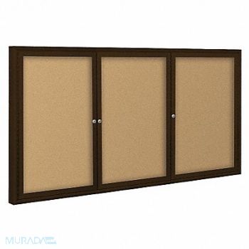 BALT Enclosed Bulletin Board Coffee 3 Door, 15Y251