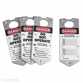 BRADY Lockout Hasp 6 Lock Silver PK5, 15Y523