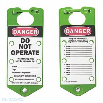 BRADY J5049 Lockout Hasp 6 Lock Green PK5, 15Y525