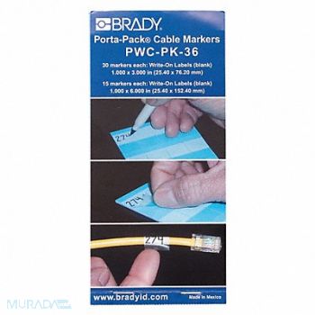 BRADY Wire Marker Book Write-On Laminatng PK10, 15Y777