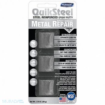 BLUE MAGIC Putty Quiksteel Epoxy Putty 1 oz, 5EVY7