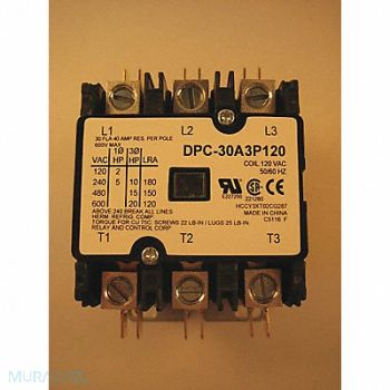 RELAY AND CONTROL CORP. Defn Purpose Contactor 30A 3-Pole 120VAC, 160C66