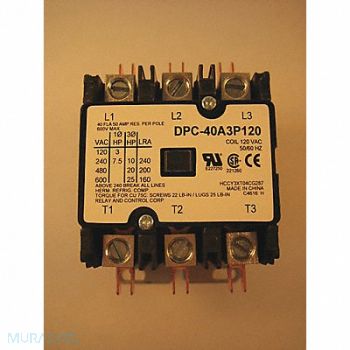 RELAY AND CONTROL CORP. Defn Purpose Contactor 40A 3-Pole 120VAC, 160C75