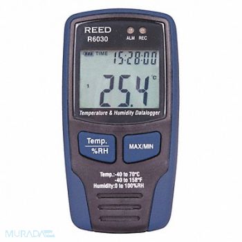 REED INSTRUMENTS Temp/Humi Data Logger LCD, 161D54