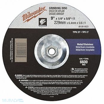 MILWAUKEE Grinding Disc 9 X1/4 X5/8 -11, 163G64