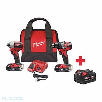 MILWAUKEE Cordless Combination Kit 2 Tools 18V DC, 165FW2