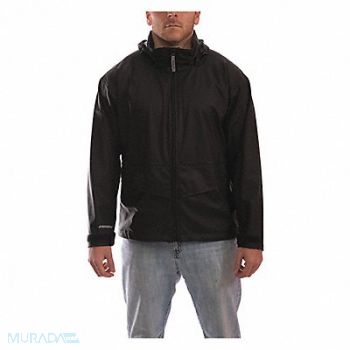 TINGLEY Rain Jacket w/Hood/Pockets Stretch Blk L, 16A793