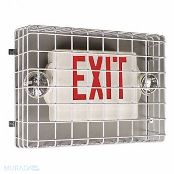 SAFETY TECHNOLOGY INTERNATIONAL Wire Guard Steel White 20 1/2 Exit Sign, 16D858