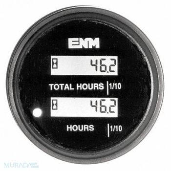 ENM Hour Meter LCD 80-265 VAC Flush Mount, 16T958