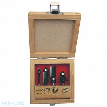 GRAINGER APPROVED Router Bit Set 4 Pc Carbide Tipped, 16Y548