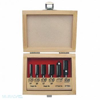 GRAINGER APPROVED Router Bit Set 6 Pc Carbide Tipped, 16Y599