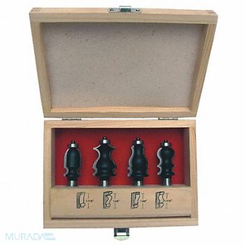 GRAINGER APPROVED Router Bit Set 4 Pc Carbide Tipped, 16Y603