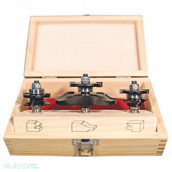 GRAINGER APPROVED Router Bit Set 3 Pc Carbide Tipped, 16Y604