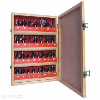 GRAINGER APPROVED Router Bit Set 30 Pc Carbide Tipped, 16Y605