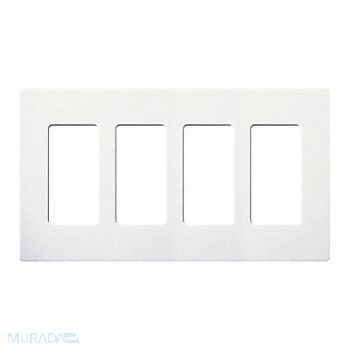 LUTRON Wallplate 4-Gang Decora White, 174R78