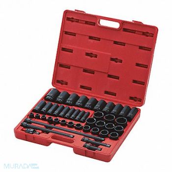SUNEX TOOLS Master Impct Socket Set SAE 43 pcs. 1/2, 182L27